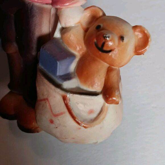 2 Vintage Plastic Boy Figurines Umbrella Bag with Teddy Bear Hong Kong - Picture 12 of 13